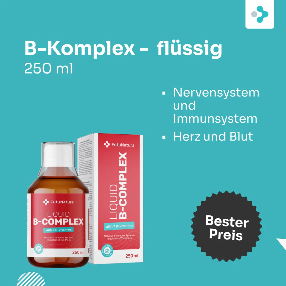 FutuNatura | B-Komplex flüssig – 7 B-Vitamine mit Tutti-Frutti-Geschmack - 250 ml