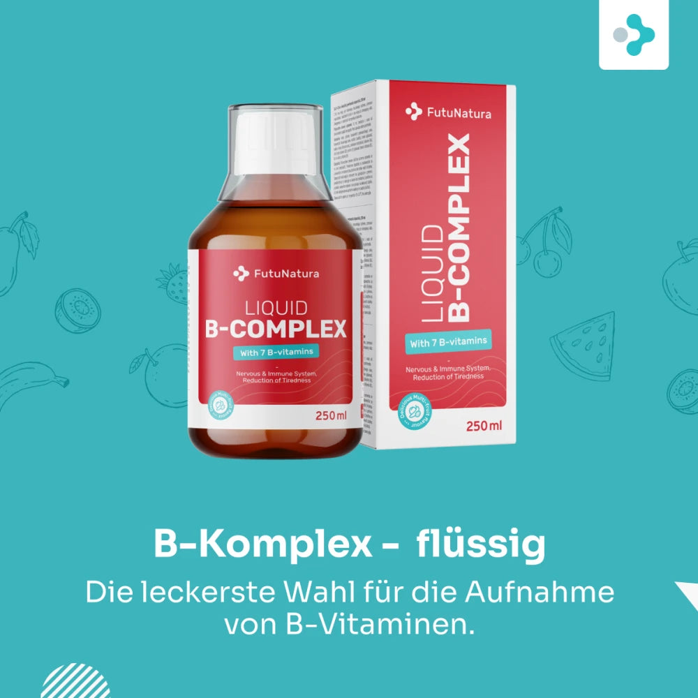 FutuNatura | B-Komplex flüssig – 7 B-Vitamine mit Tutti-Frutti-Geschmack - 250 ml