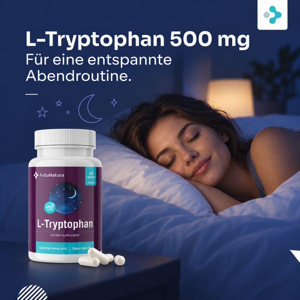 FutuNatura | L-Tryptophan 500 mg - Schlaf und psychische Gesundheit - 90 Kapseln