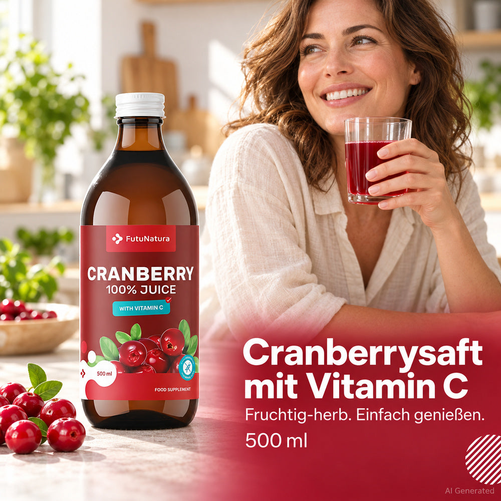 FutuNatura | 100 % Cranberrysaft für Blase und Harnwege - 500ml