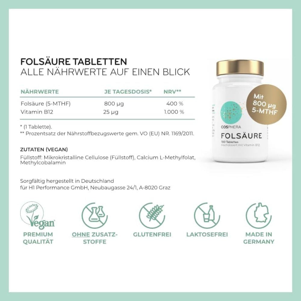 Cosphera Folsäure Tabletten für Schwangere · 180 Stück – Bild 5