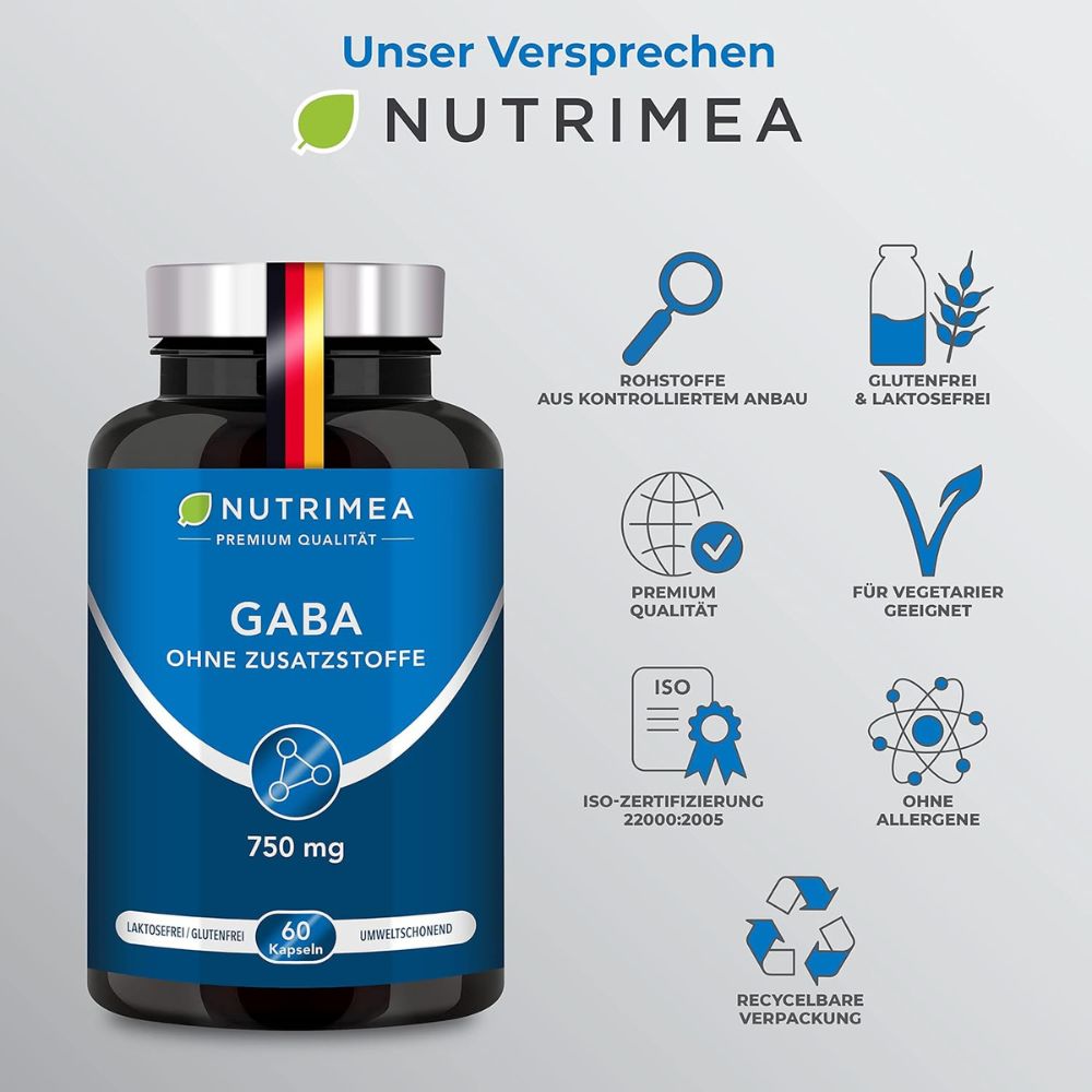Nutrimea GABA Pur Pur 750mg · Hochdosiert & Ohne Zusätze · 60 Kapseln – Bild 6