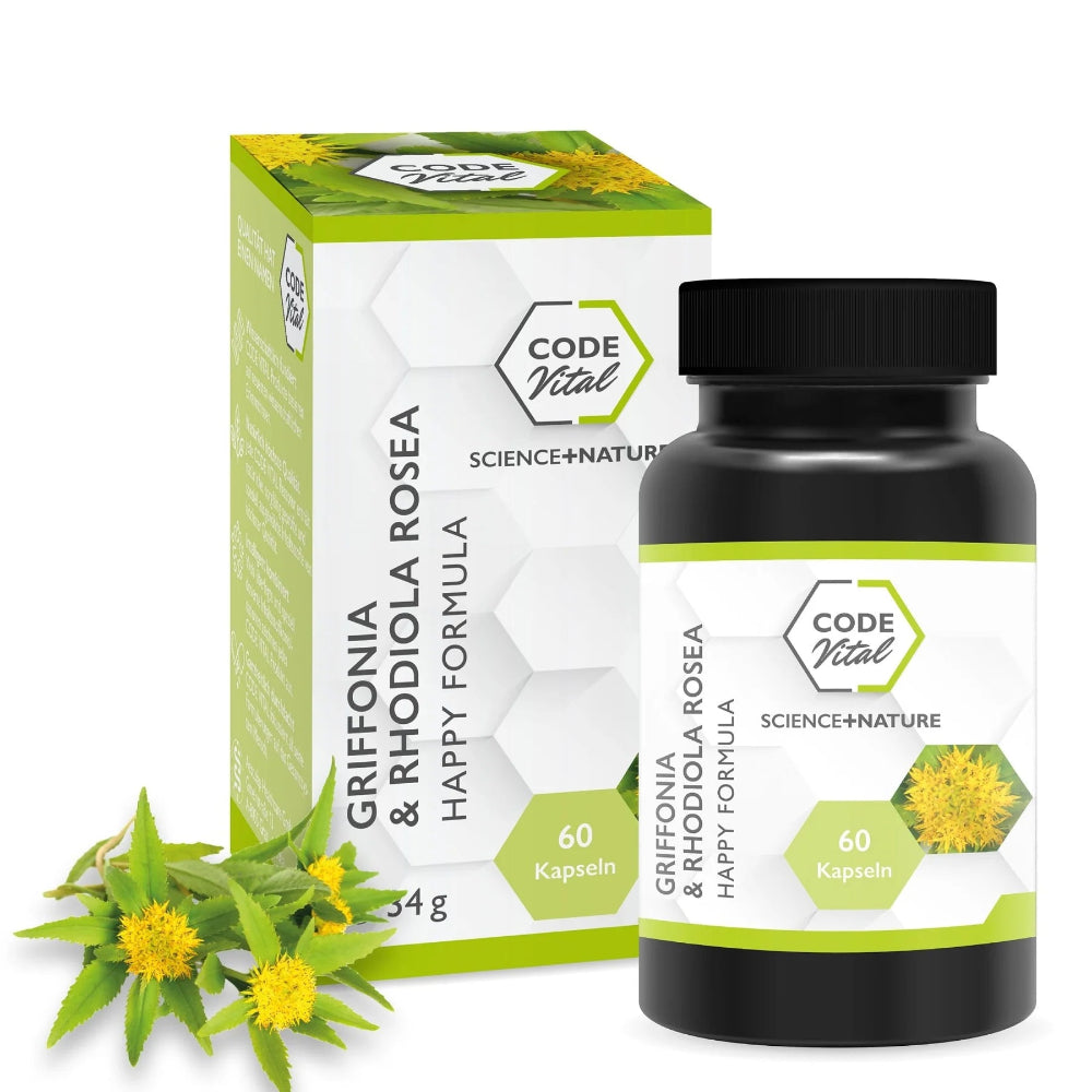 Code Vital Griffonia & Rhodiola Rosea · Happy Formula · 100 % natürliche Glücks-Formel