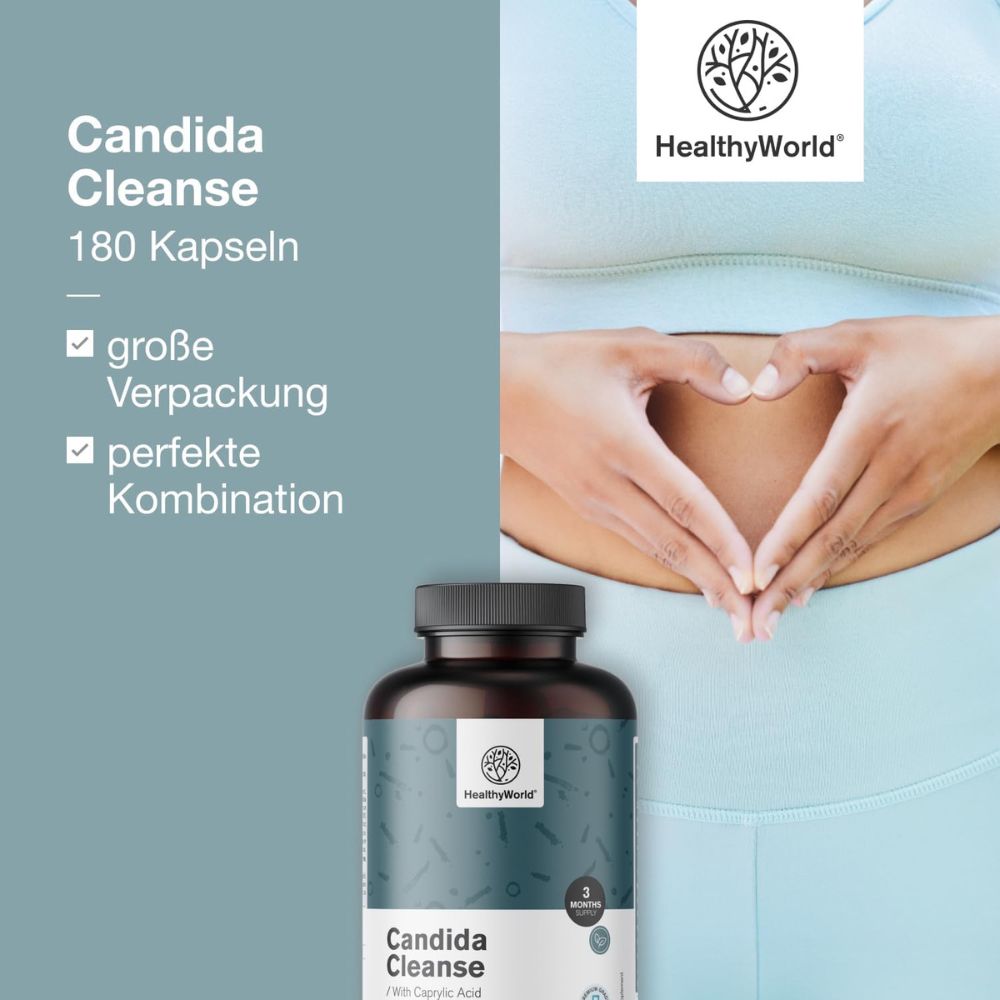 HealthyWorld | Candida Cleanse für Gleichgewicht der Darm- und Vaginalflora - 180 Kapseln