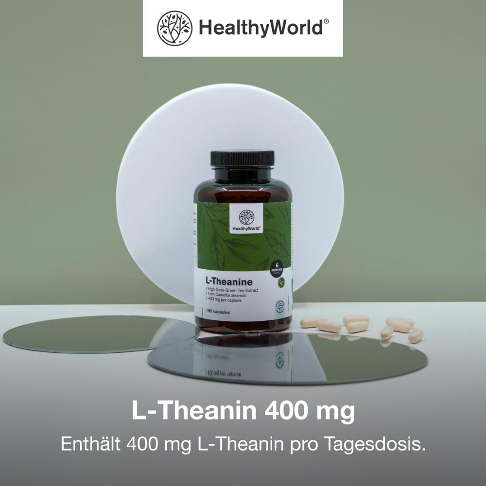 HealthyWorld | L-Theanin 400 mg für Fokus und innere Ruhe - 180 Kapseln