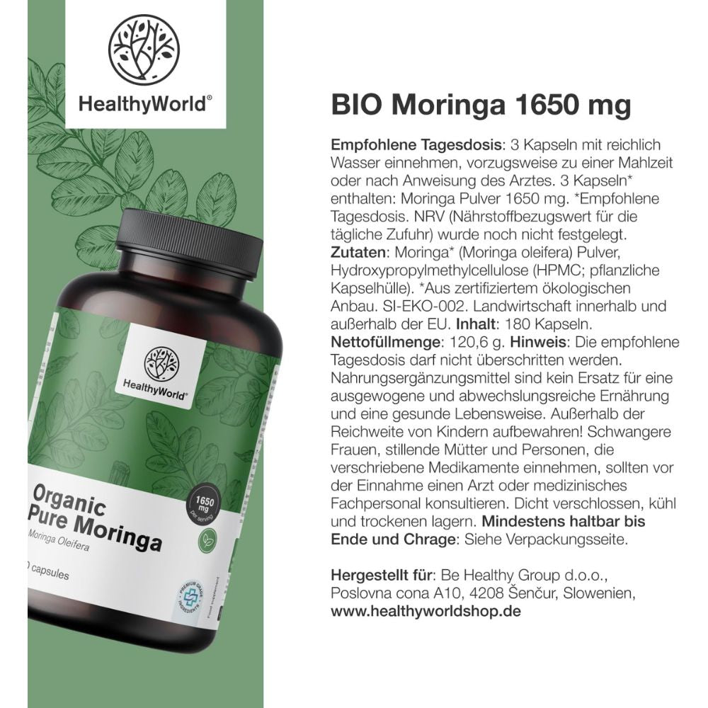 HealthyWorld | BIO Moringa 1650 mg - 180 Kapseln