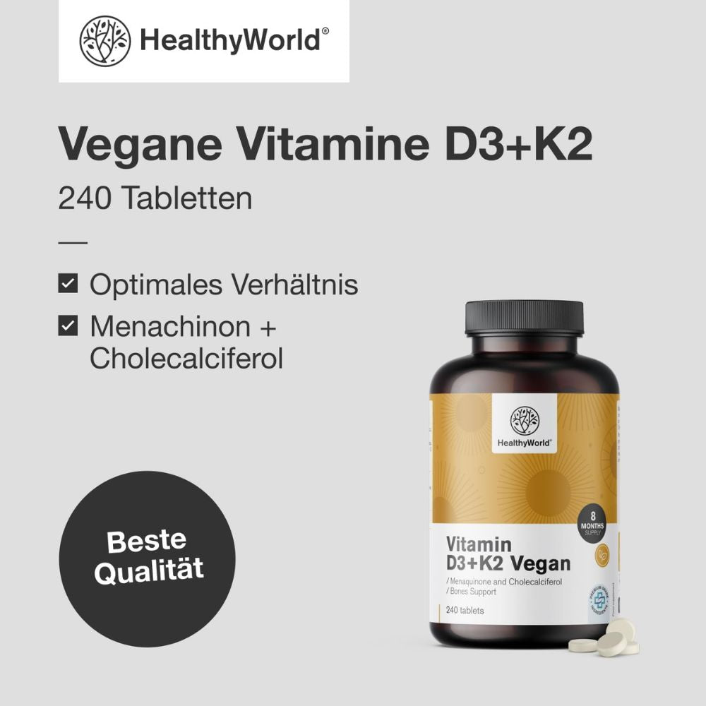 HealthyWorld Vegane Vitamine D3+K2 · 240 Tabletten – Bild 5