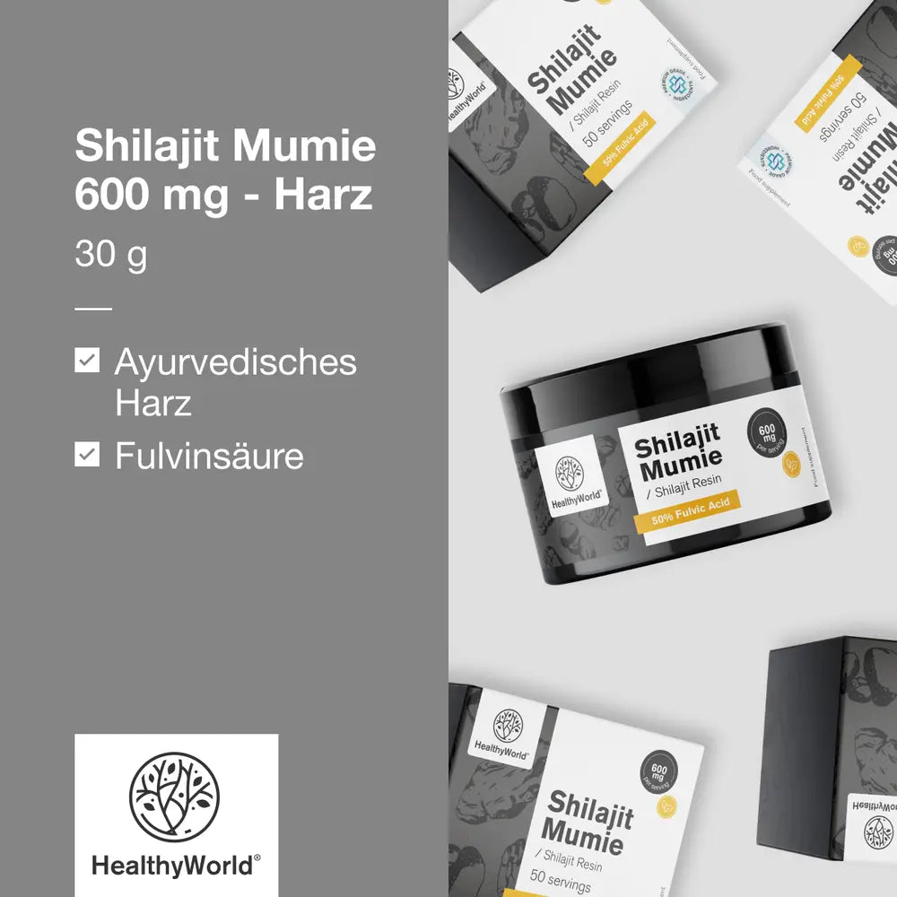 HealthyWorld Shilajit Mumie 600 mg · Harz zum Ausgleich von Körper und Geist · 30 g – Bild 3