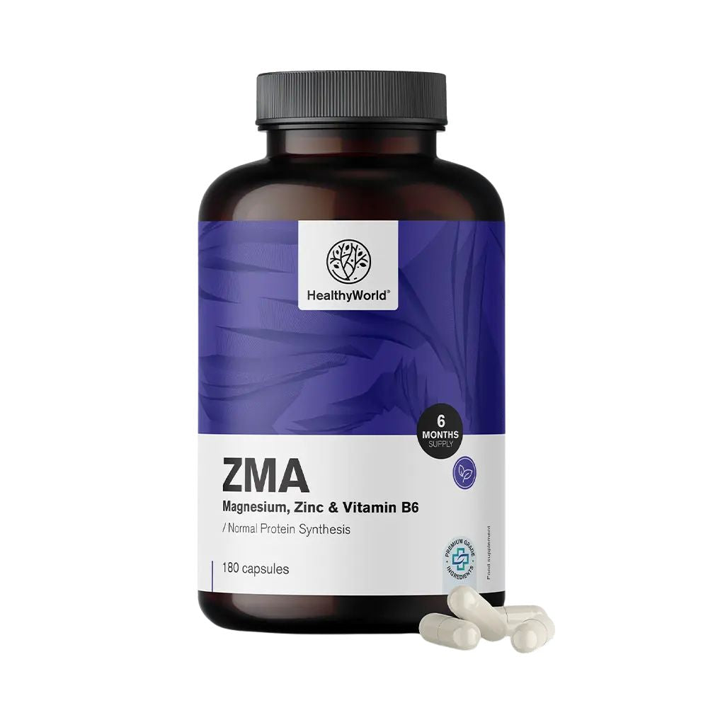 HealthyWorld ZMA · Magnesium, Zink und B6 · 180 Kapseln