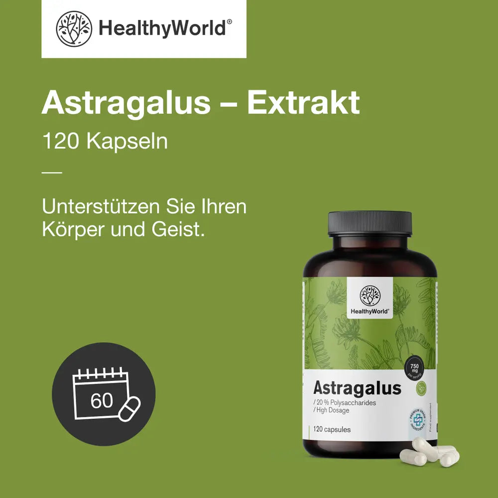 HealthyWorld Astragalus · Extrakt · 90 Kapseln – Bild 3