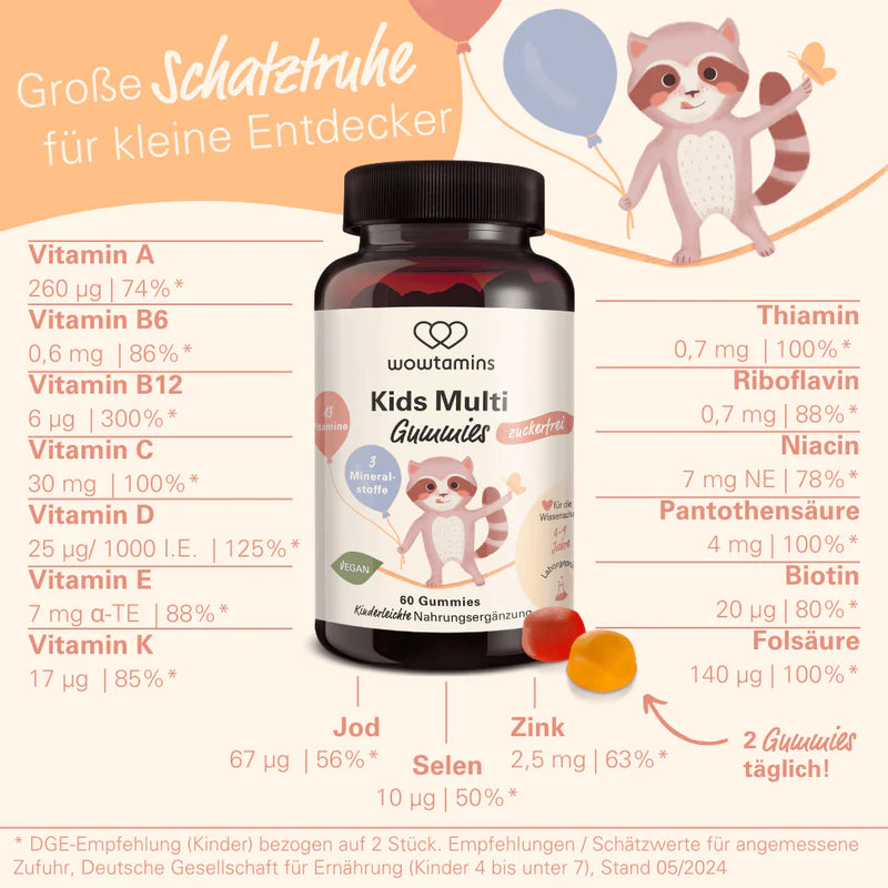 WOWTAMINS I Kids Multi Gummies - ZUCKERFREI - 60 Gummies