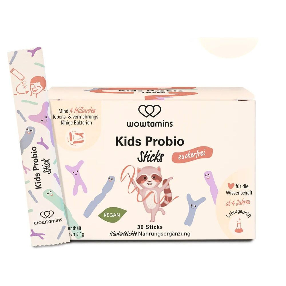 WOWTAMINS | Kids Probio mit 9 Bakterienstämmen - 30 zuckerfreie Sticks