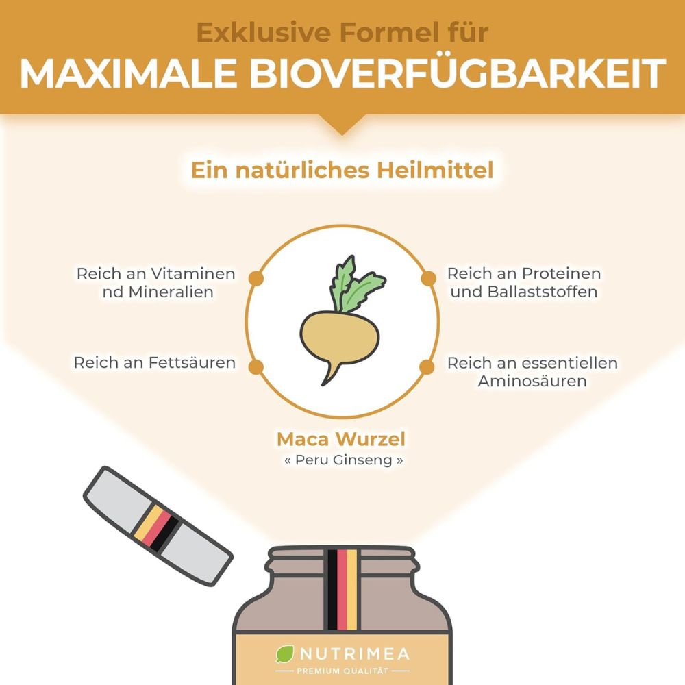 Nutrimea Bio Maca ein echter Energie-Booster · 90 Kapseln – Bild 4