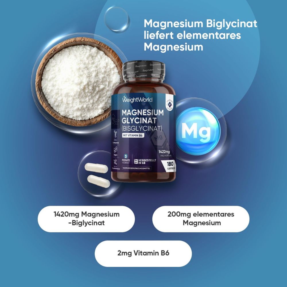 WeightWorld Magnesium Glycinat · Bisglycinat · 180 Kapseln – Bild 2