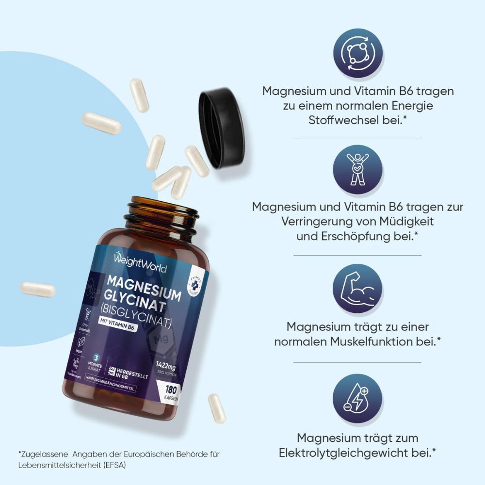 WeightWorld Magnesium Glycinat · Bisglycinat · 180 Kapseln – Bild 3