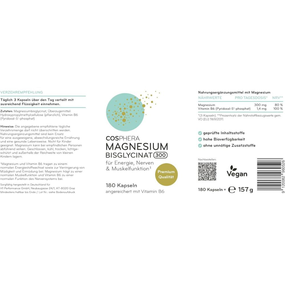Cosphera | Magnesium Bisglycinat 300 – 180 Kapseln