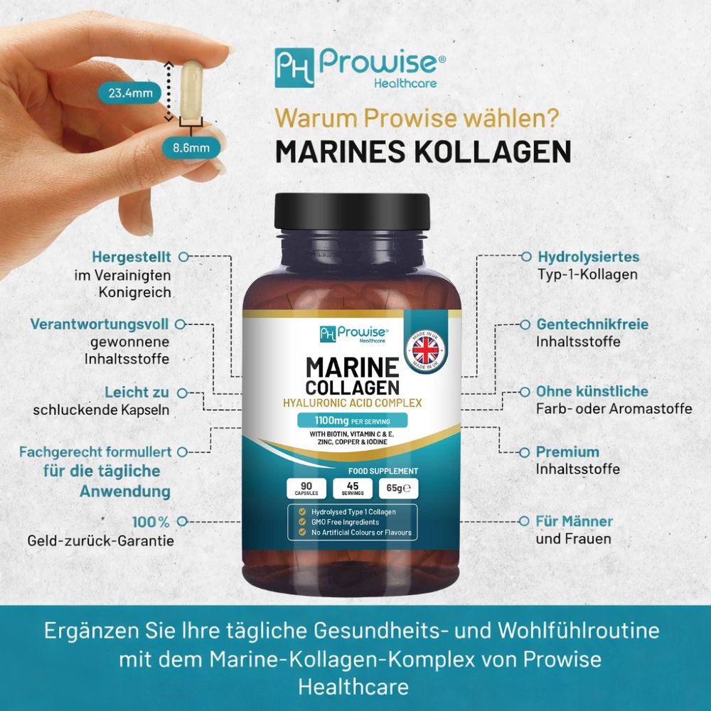 Prowise Healthcare Meereskollagen mit Hyaluronsäure 1100 mg · 90 Kapseln – Bild 3