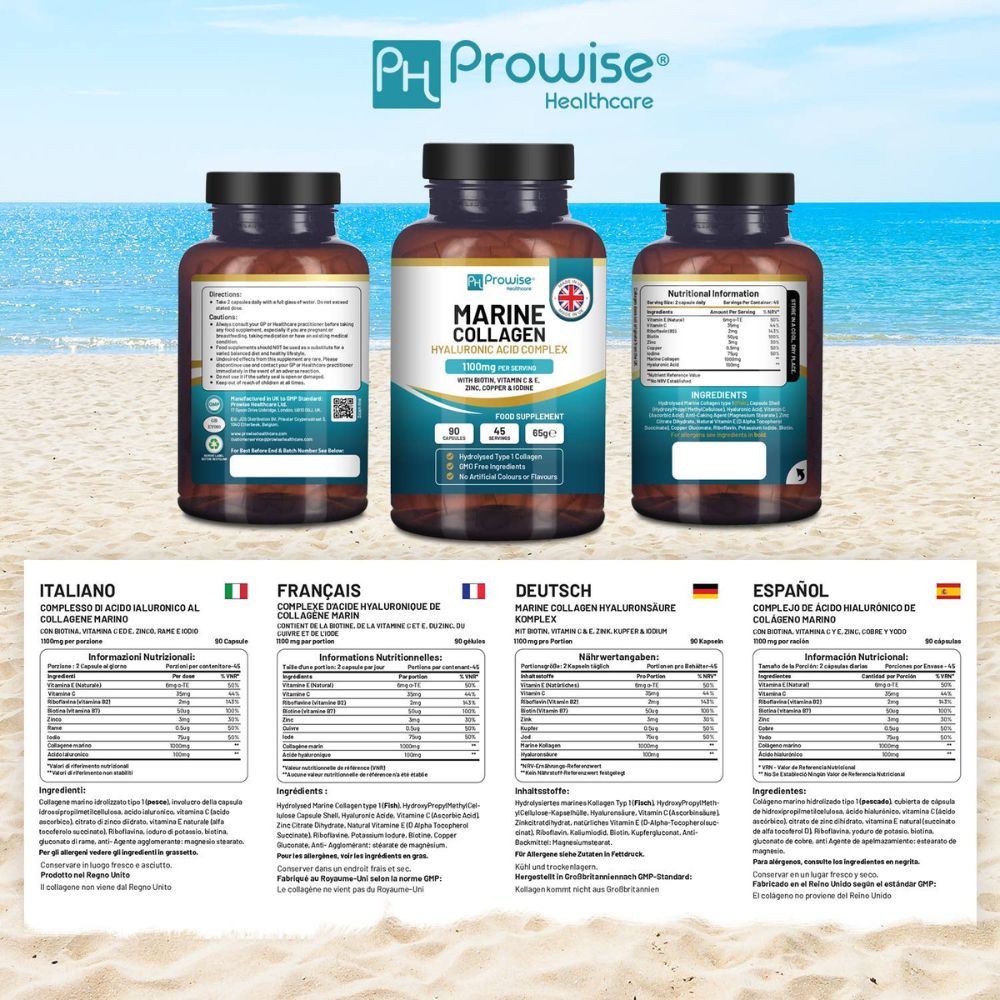 Prowise Healthcare Meereskollagen mit Hyaluronsäure 1100 mg · 90 Kapseln – Bild 5