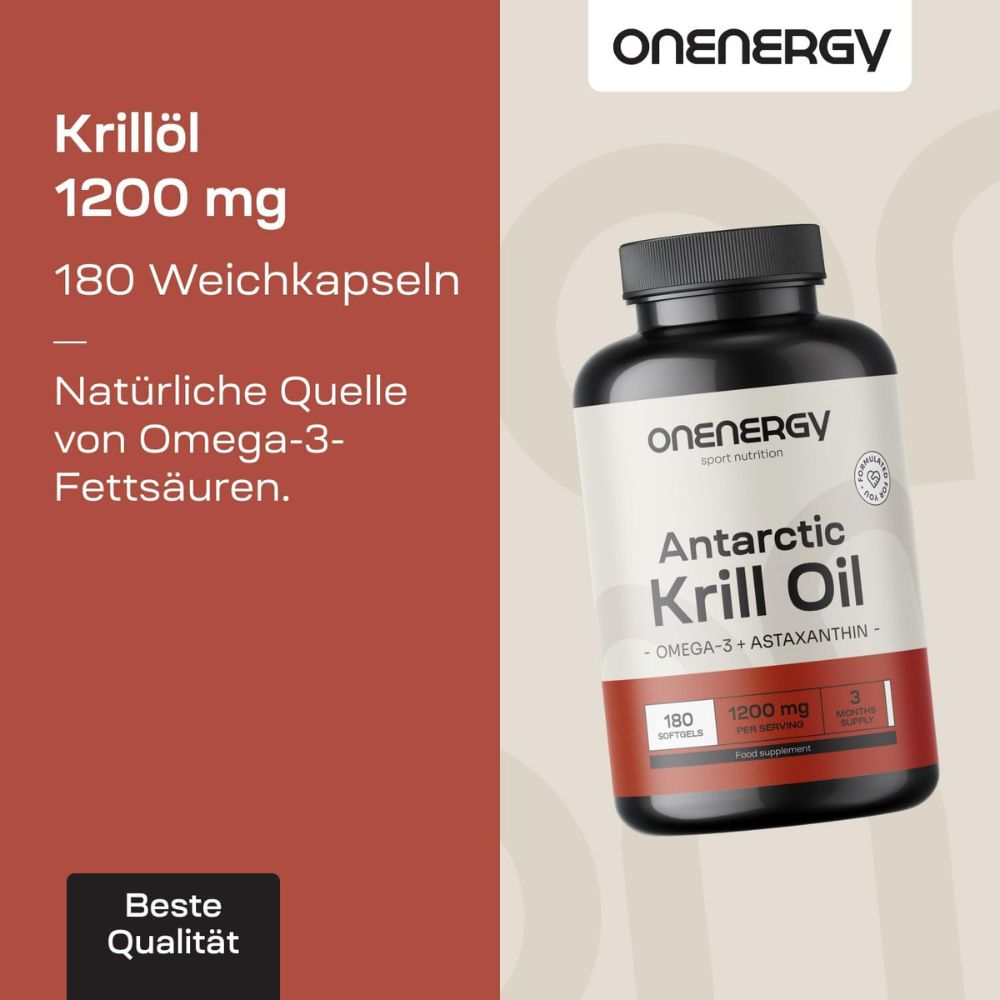 OnEnergy Antarctic Krillöl 1200 mg mit Omega-3 + Astaxanthin · 180 Weichkapseln – Bild 5
