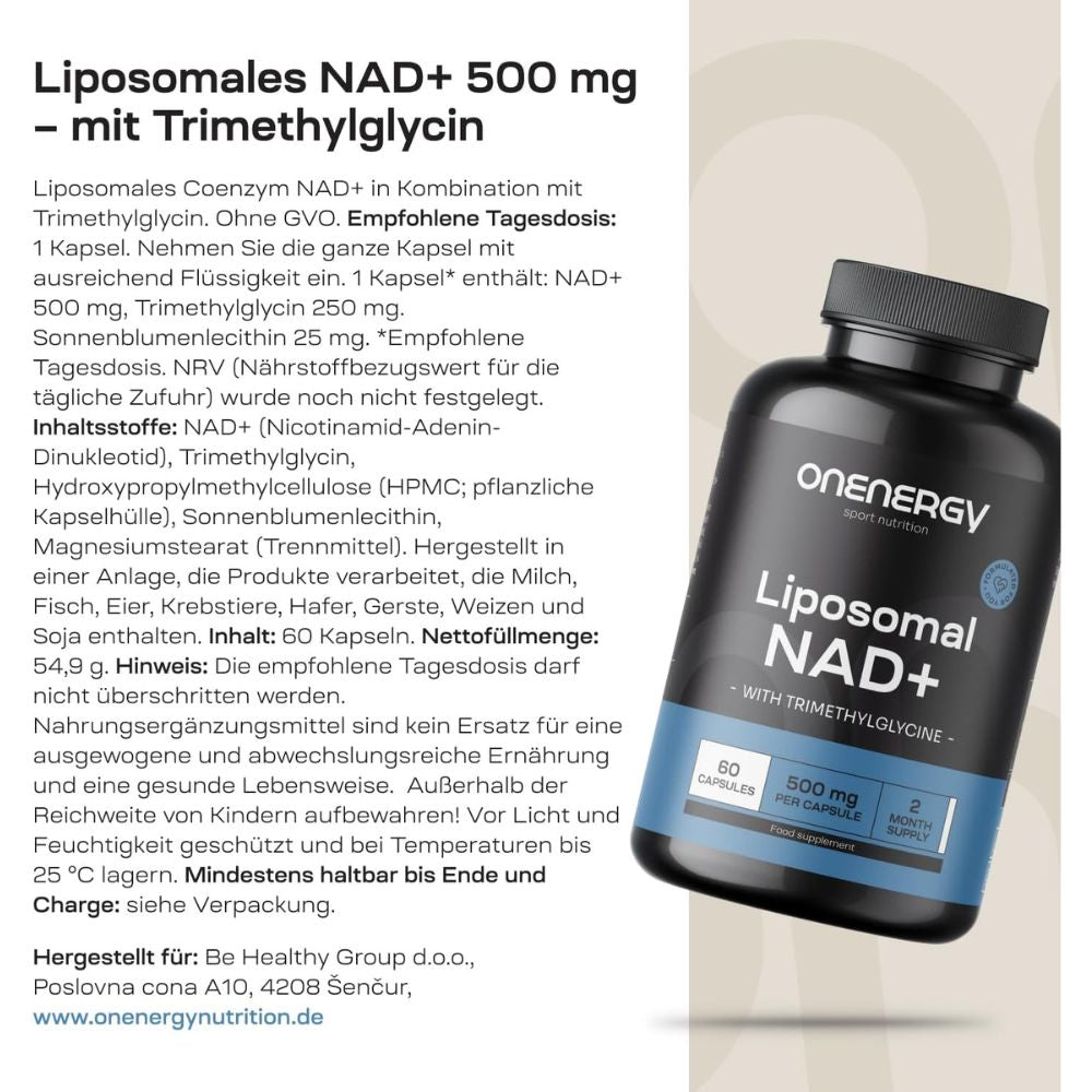 OnEnergy Liposomales NAD+ 500 mg · mit Trimethylglycin · 60 Kapseln – Bild 6