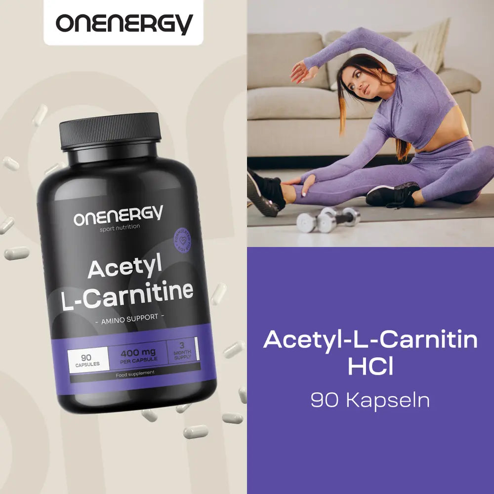 OnEnergy | Acetyl-L-Carnitin HCl für den Stoffwechsel von Fettsäuren – 90 Kapseln