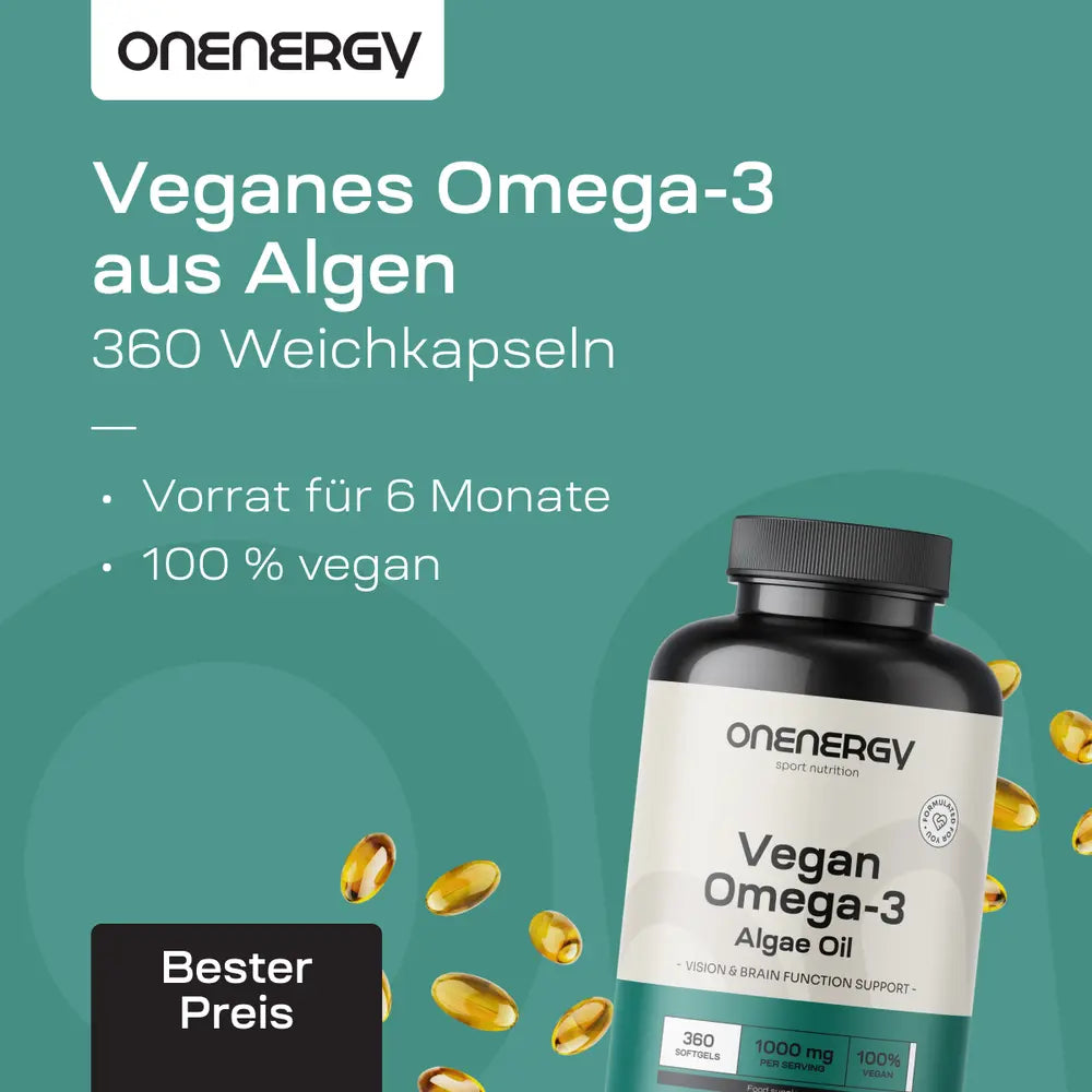 OnEnergy Veganes Omega-3 aus Algen 1000 mg · 360 Weichkapseln – Bild 3
