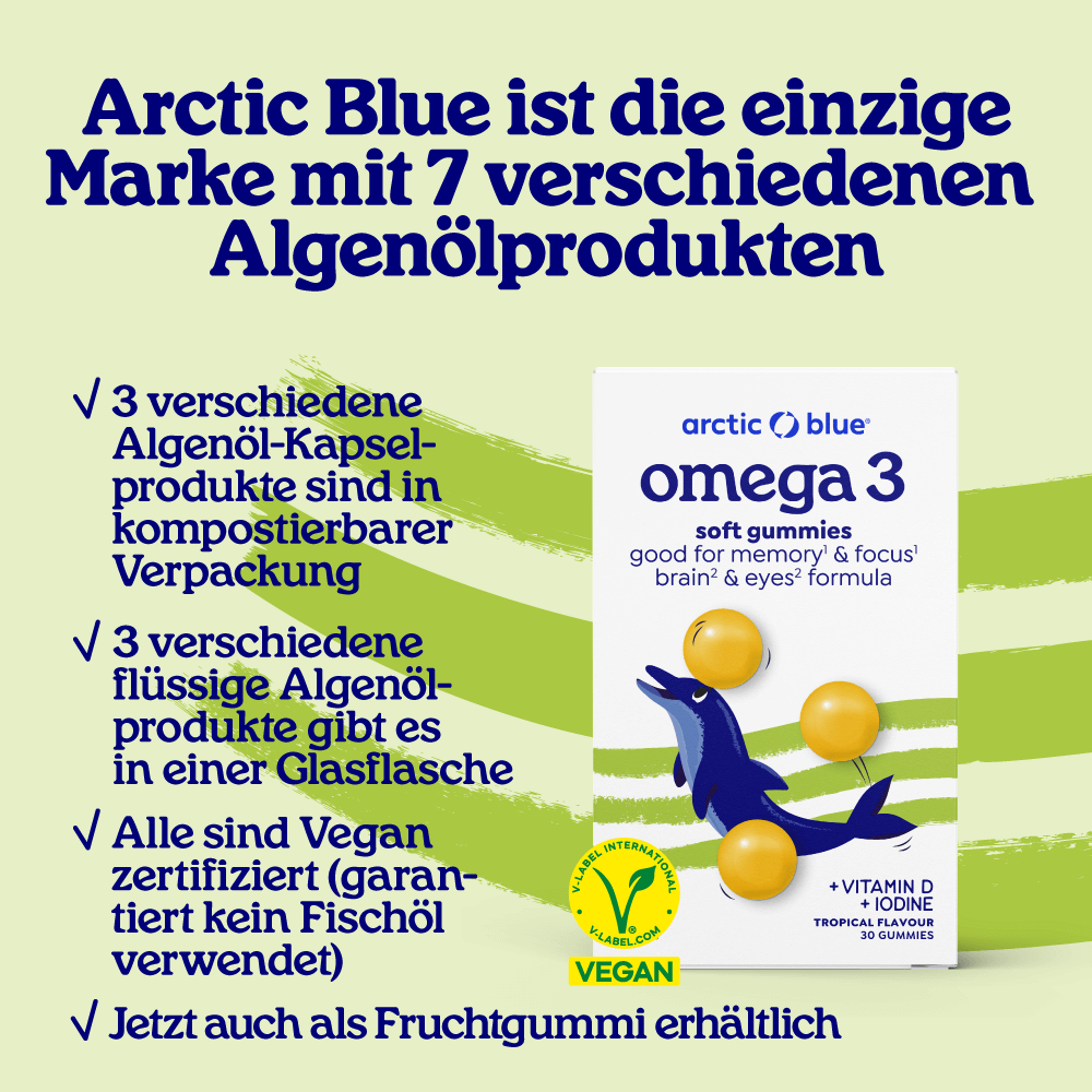 Arctic Blue Vegane Omega-3-Gummis DHA Vitamin D3 und Jod (30 Gummis) – Bild 3