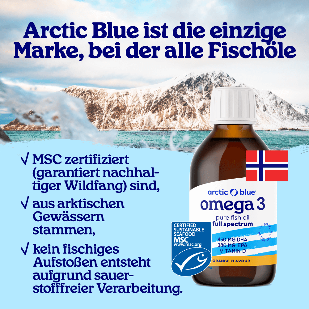 Arctic Blue Full Spectrum Omega 3 Fischöl mit Vitamin D · 150ml – Bild 2