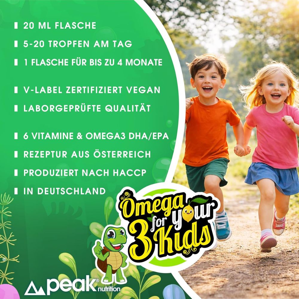 peak nutrition Omega 3 for your Kids Multivitamin Tropfen für Kinder mit DHA + EPA · 20 ml – Bild 3
