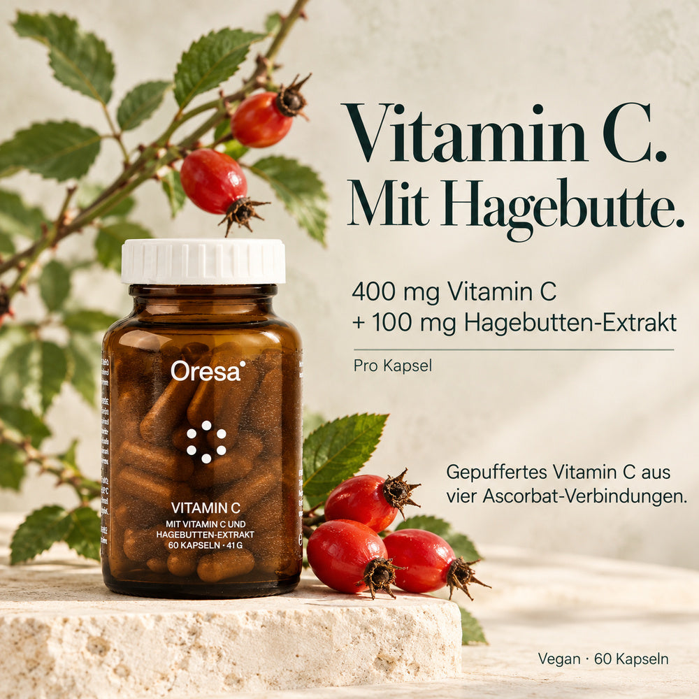 Oresa | Vitamin C 400 mg mit Hagebuttenextrakt - 60 vegane Kapseln