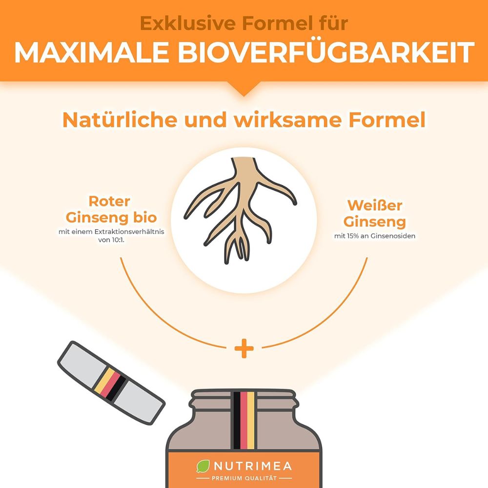 Nutrimea Panax Ginseng · Roter & Weißer Ginseng · 400 mg Extrakt · 60 Kapseln – Bild 4