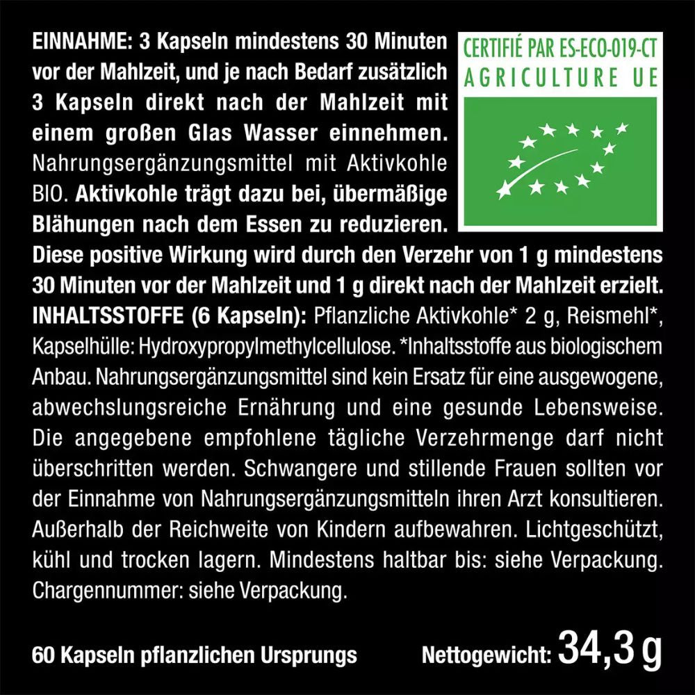 Nutrimea Rein Pflanzliche Aktivkohle BIO DETOX PURECOAL® · 60 Kapseln – Bild 4