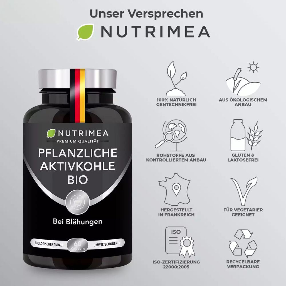 Nutrimea Rein Pflanzliche Aktivkohle BIO DETOX PURECOAL® · 60 Kapseln – Bild 6