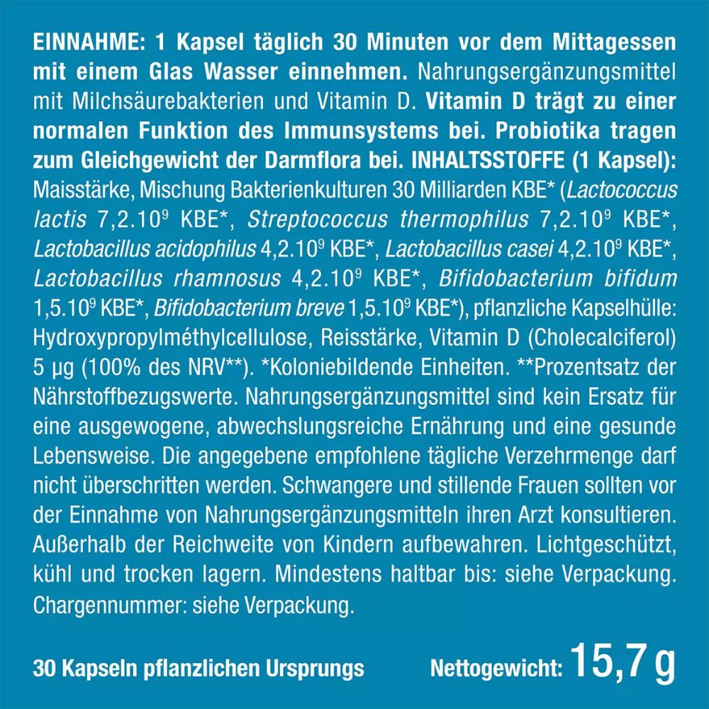 Nutrimea Probioactif Kulturen-Komplex mit 7 Bakterienstämmen & Vitamin D · 60 Kapseln – Bild 5