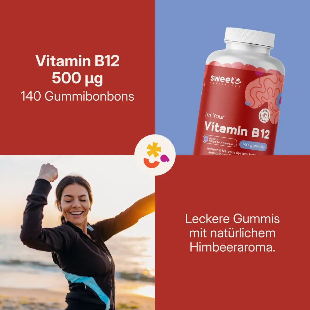 Sweet Nutribites Vitamin B12 500 µg gegen Müdigkeit und Ermüdung · 140 Gummibonbons – Bild 4