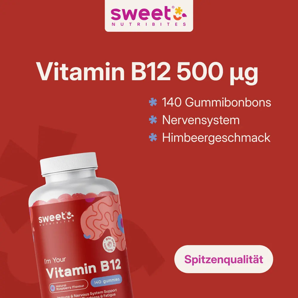Sweet Nutribites Vitamin B12 500 µg gegen Müdigkeit und Ermüdung · 140 Gummibonbons – Bild 3