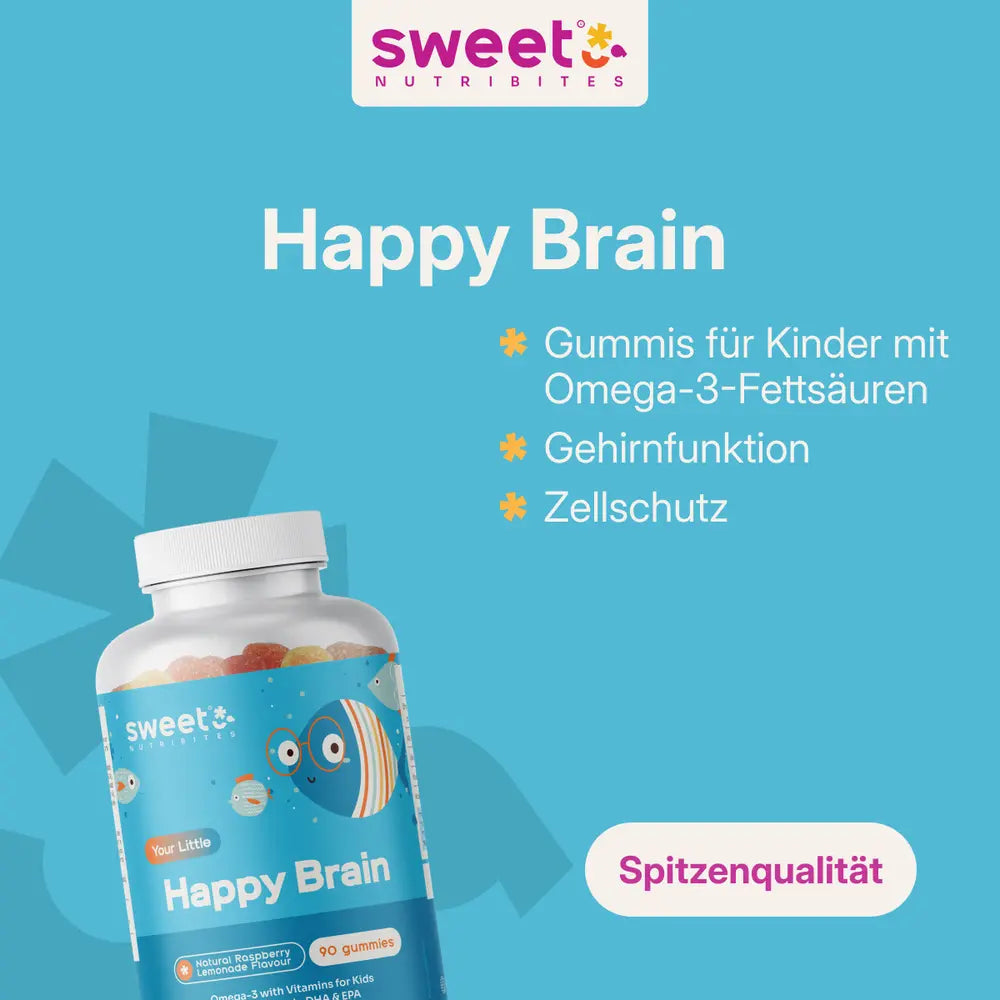 Sweet Nutribites Happy Brain · Gummis für Kinder mit Omega-3 · 90 Gummibonbons – Bild 3