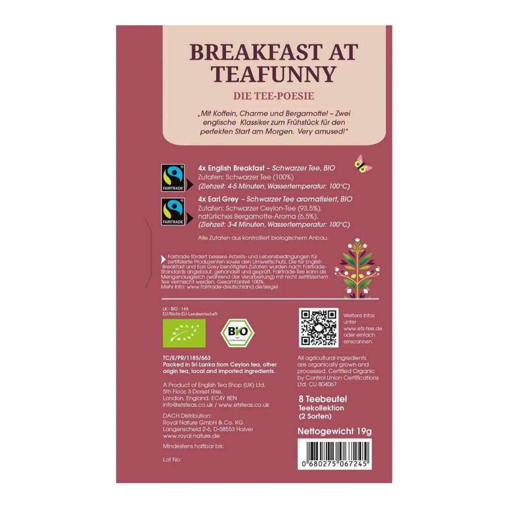 English Tea Shop Tee Geschenk "Breakfast at Teafunny" Tee-Poesie · 8 Teebeutel – Bild 3