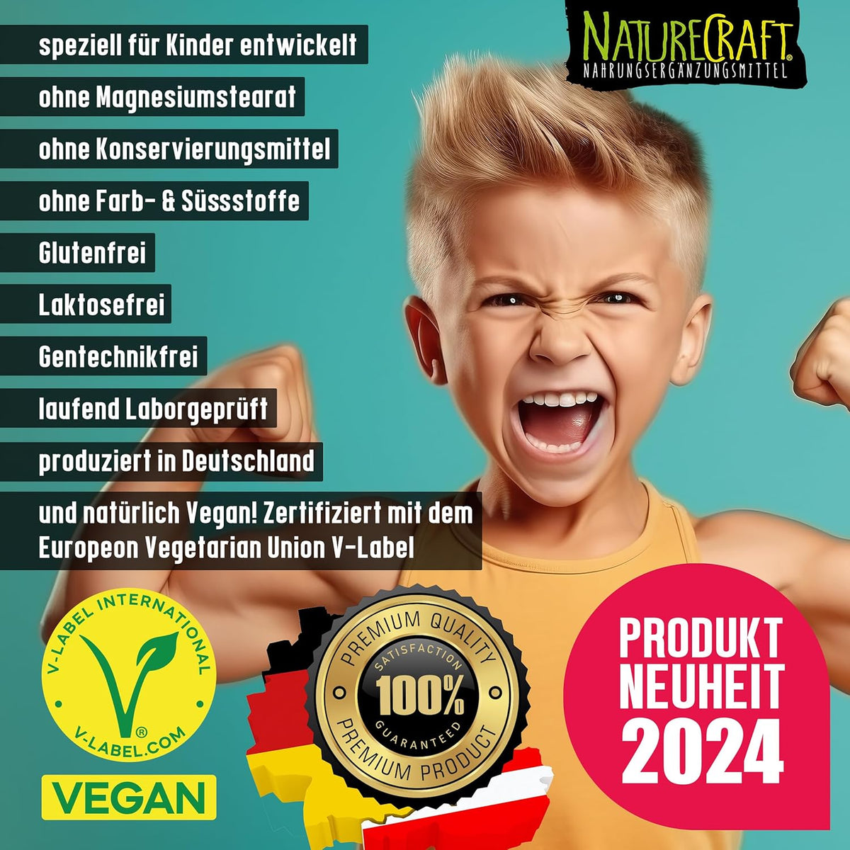 NatureCraft Vegan Vitamin D3+K2 Tropfen KIDS · 20ml – Bild 3