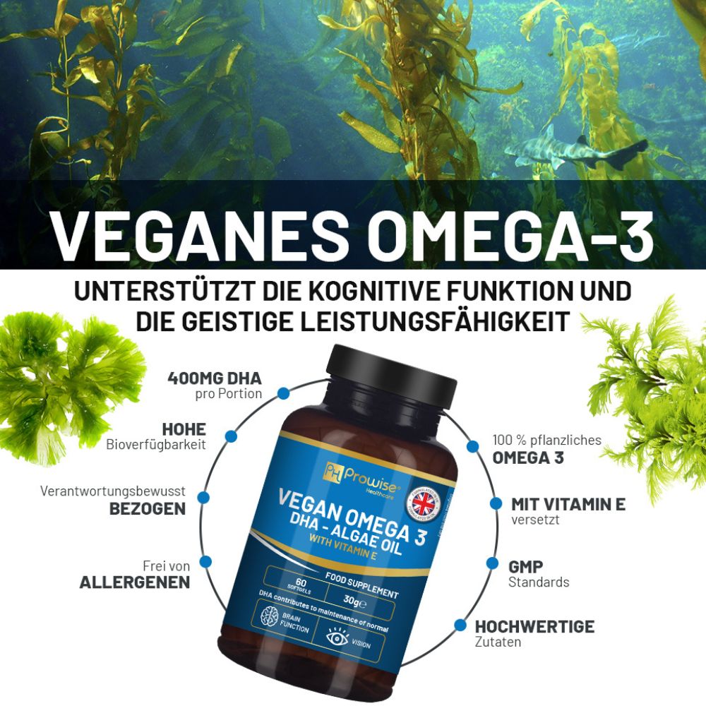 Prowise Healthcare Vegan Omega-3 DHA aus Algenöl · 60 Weichkapseln – Bild 4