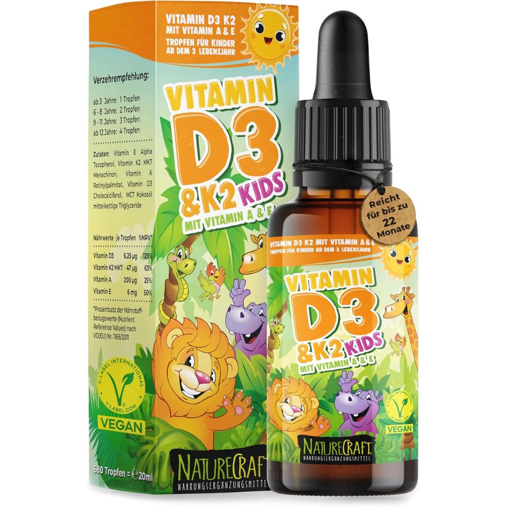 NatureCraft | KIDS Vegan Vitamin D3+K2 Tropfen - 20ml