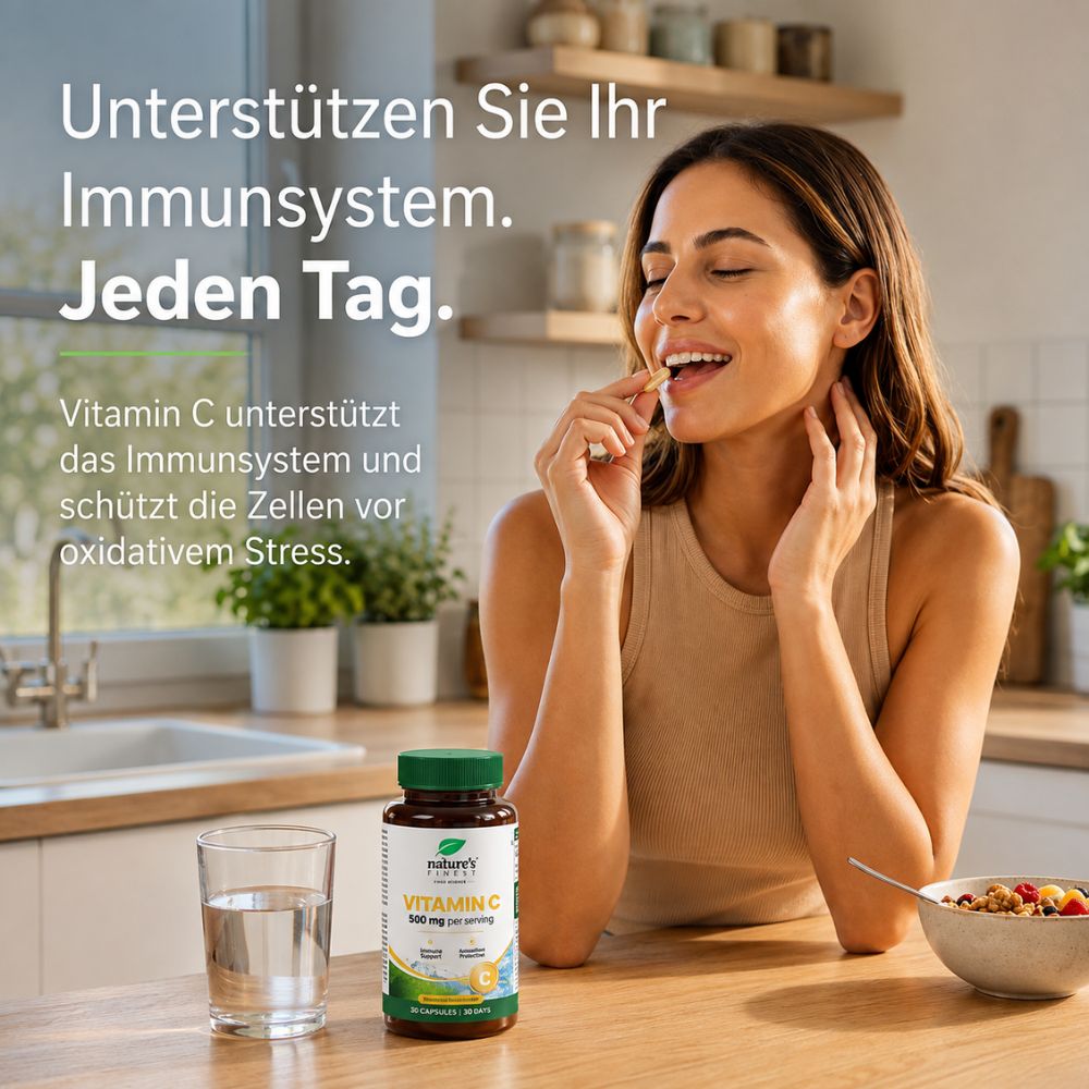 Nature's Finest | Vitamin C 500 mg mit Hagebutte - 30 vegane Kapseln