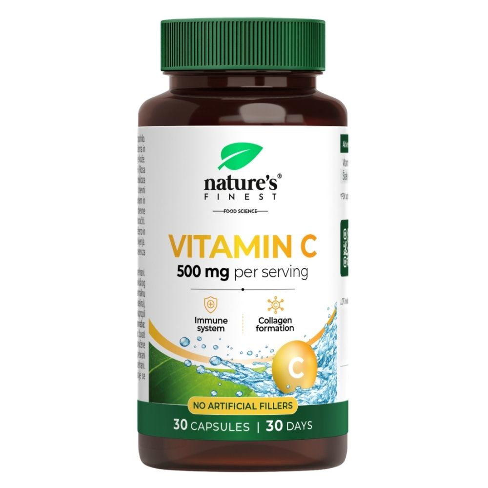 Nature's Finest | Vitamin C 500 mg mit Hagebutte - 30 vegane Kapseln
