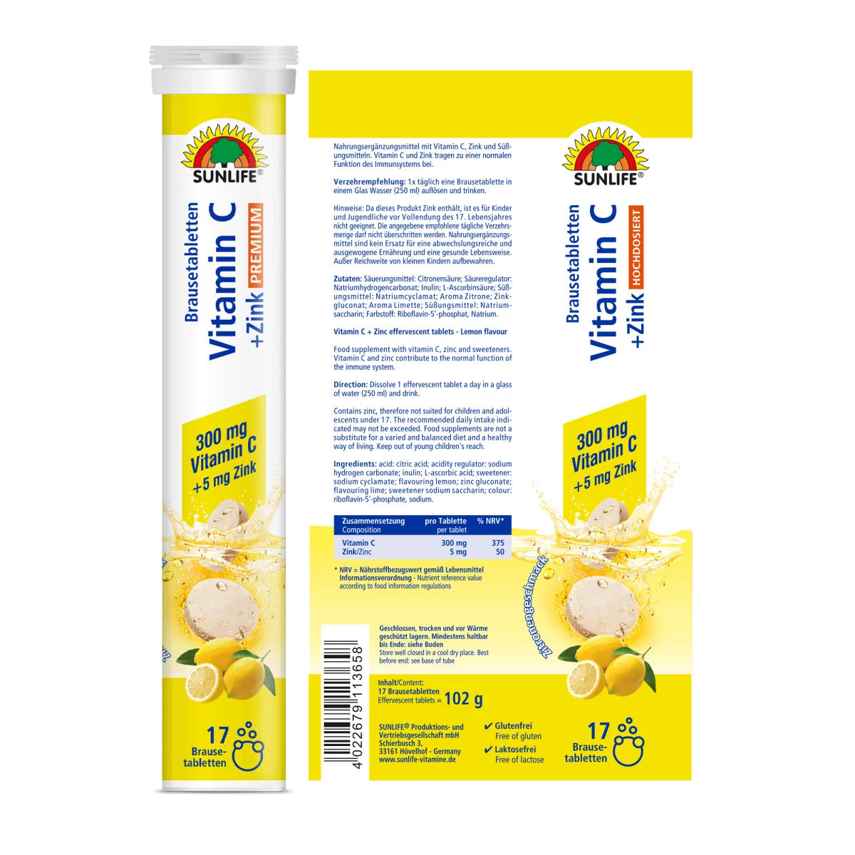 Sunlife Premium hochdosierte Vitamin C + Zink Brausetabletten – Bild 5