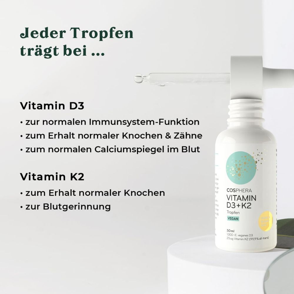 Cosphera Vitamin D3 K2 Tropfen für Knochen und Immunsystem · 50 ml – Bild 3