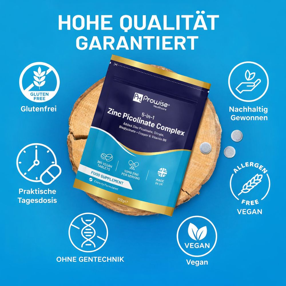 Prowise Healthcare 5-in-1 Zinkpicolinat-Komplex 50 mg · 365 vegane Tabletten – Bild 5