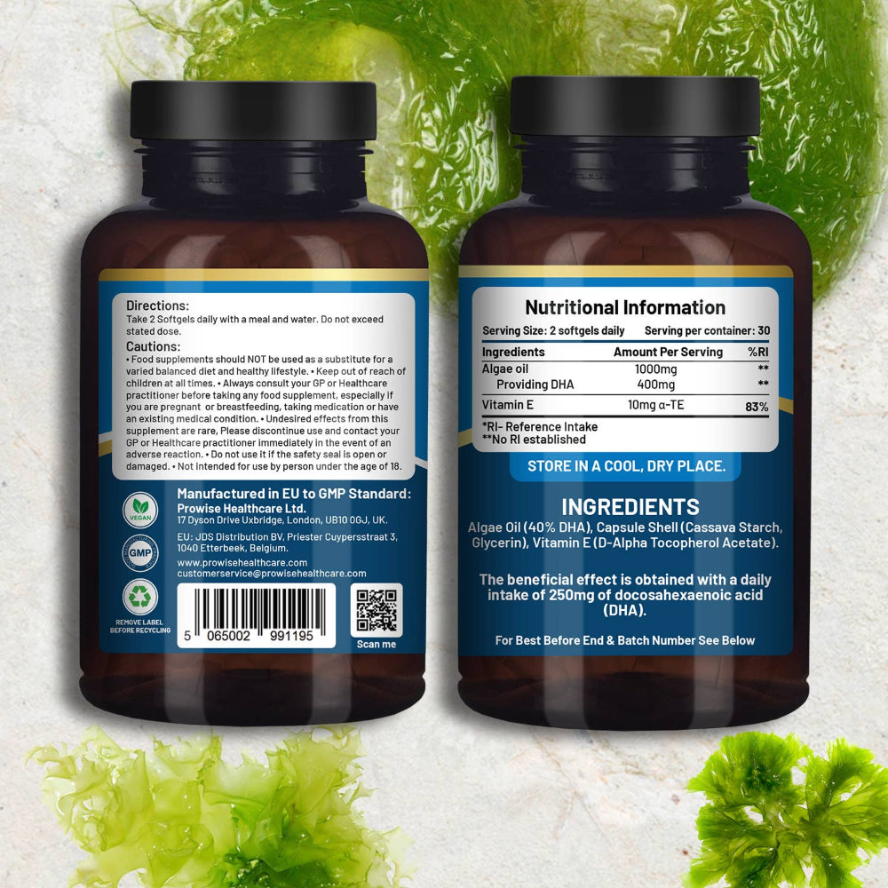 Prowise Healthcare Vegan Omega-3 DHA aus Algenöl · 60 Weichkapseln – Bild 5