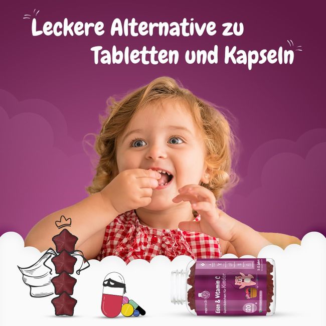 maxmedix Eisen & Vitamin C Gummibärchen für Kinder · 120 Stück – Bild 3