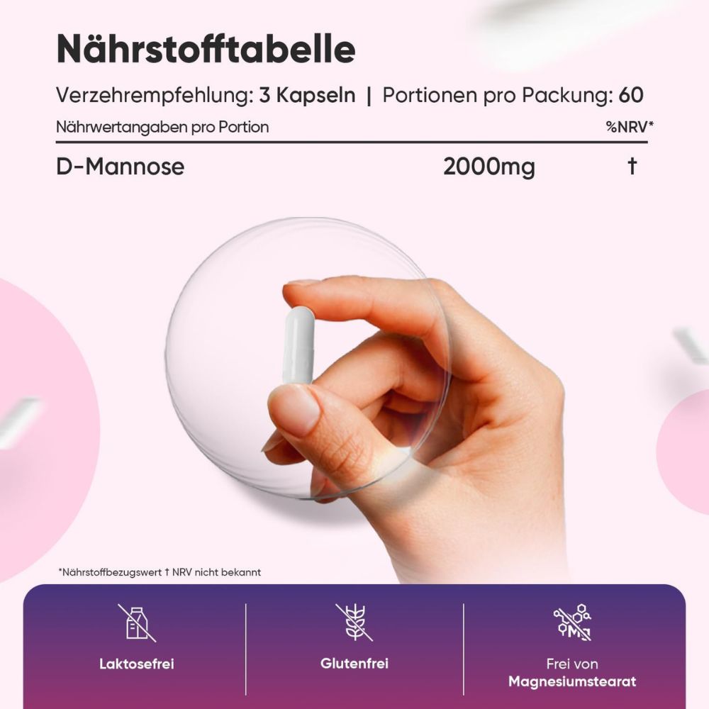 WeightWorld D-Mannose zur Unterstützung gegen Harnwegsinfektionen · 180 Kapseln – Bild 3