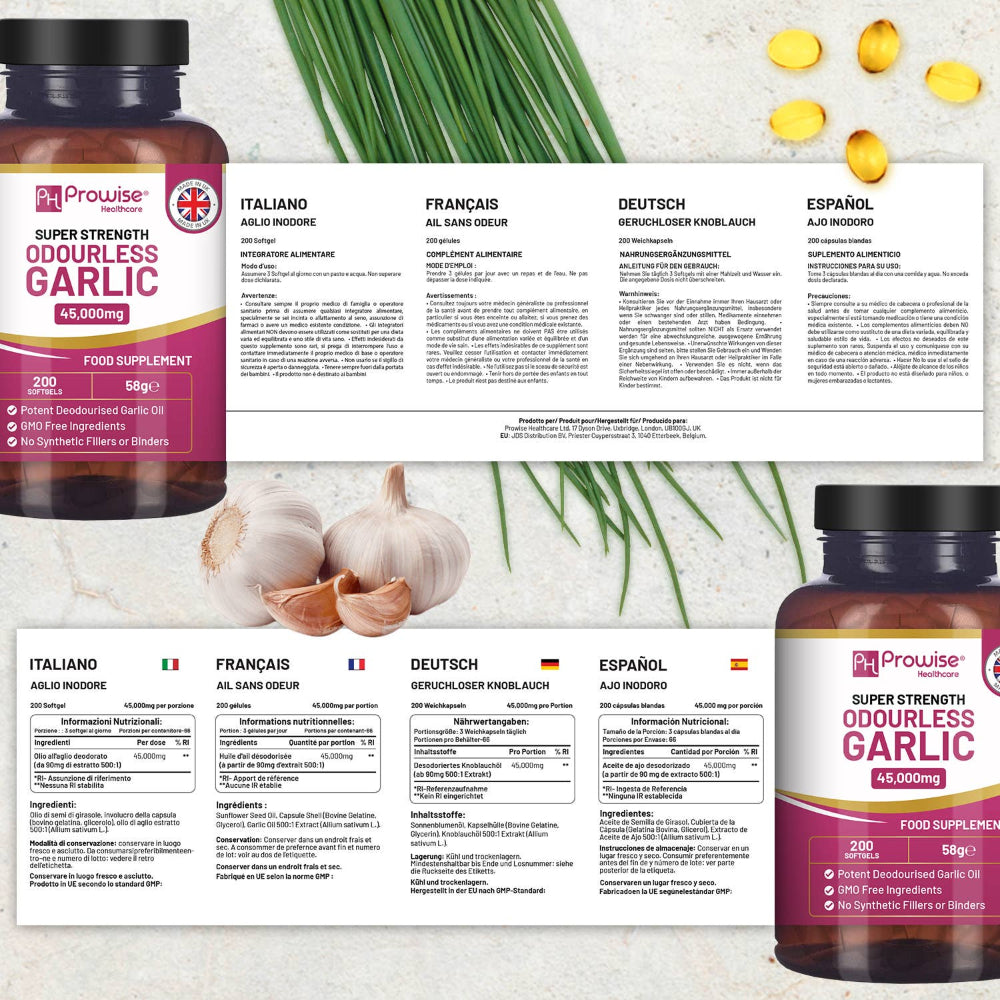 Prowise Healthcare Hochwertige geruchlose Knoblauchkapseln 45.000 mg · 200 Weichkapseln – Bild 6